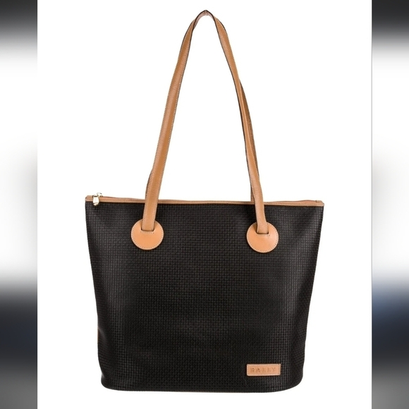 Bally Handbags - Bally Black and Tan Woven Tote Bag